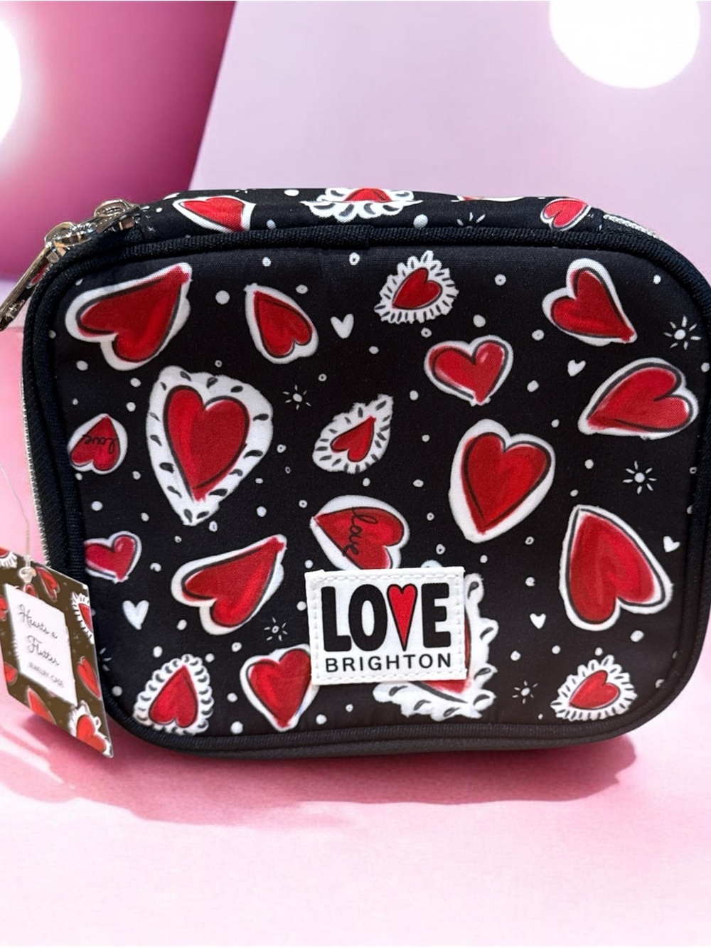 Brighton  "Hearts A Flutter" zip-around travel jewelry case nwt